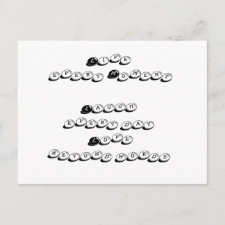 live, skratt, kärlek citat vykort