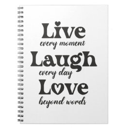 live, skratt, kärlek - tre vackra ord anteckningsbok