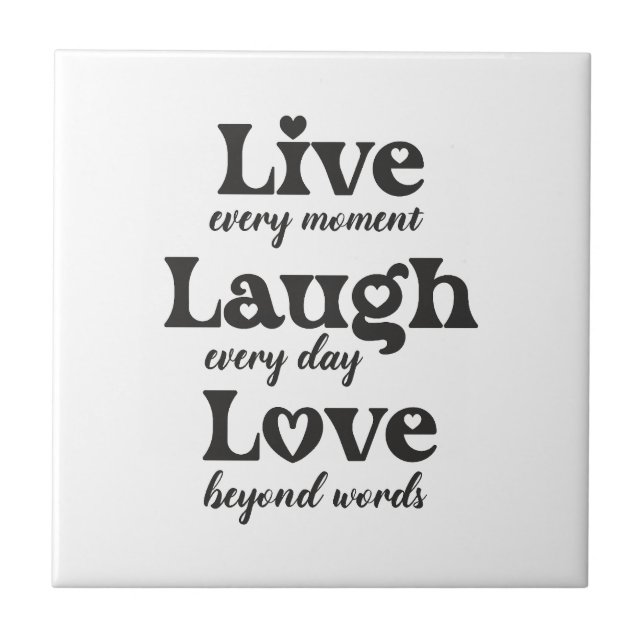 live, skratt, kärlek - tre vackra ord kakelplatta (Framsidan)