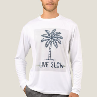"Live Slow" Palm Tree Embroidery Design - Tropical T Shirt