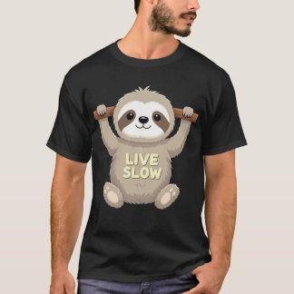 Live Slow Sloth T-Shirt – Söt Tecknad Design