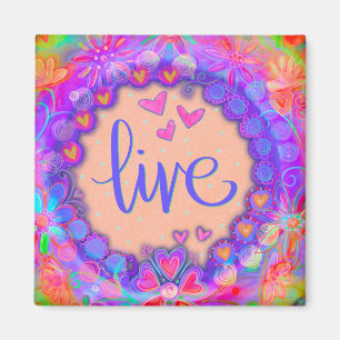 Live Söt Blommigt Heart Modern Inspirice Magnet