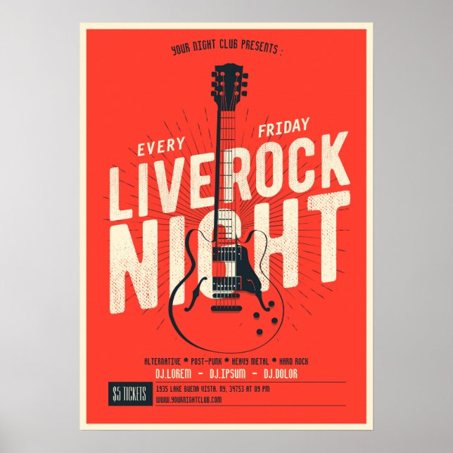 Live sten night-musik Poster meddelande (Framsidan)
