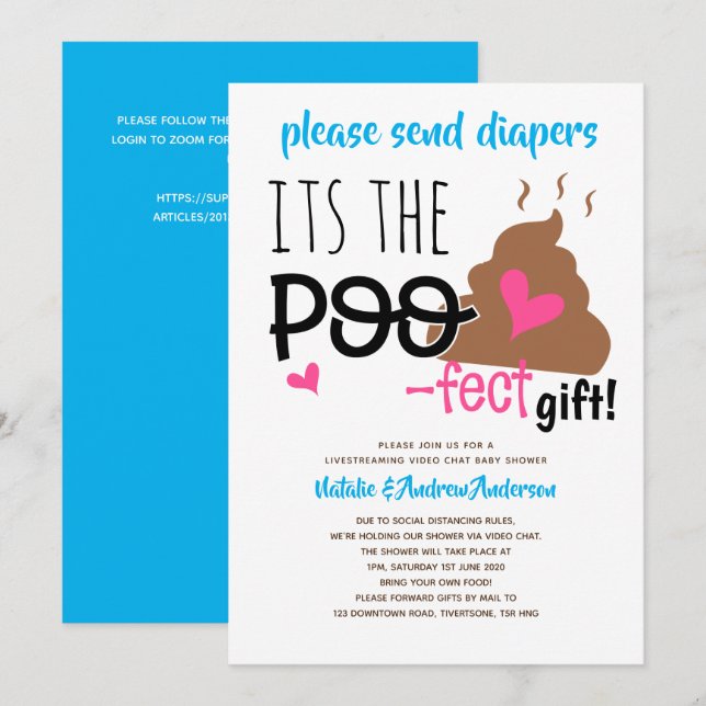 Live Streaming Baby Shower by Video Chatta Mail Gi Inbjudningar (Fram/baksida)