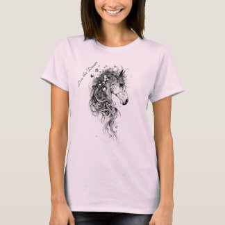 "Live the Dream B&W Whimsical Abstrakt Horse T Shirt