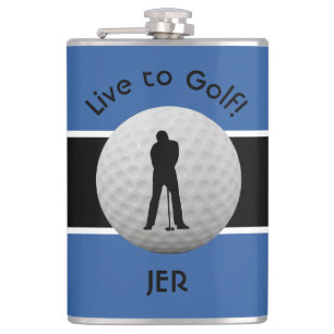 Live to Golf Citat Initialer i brodyr Blå Svart Fickplunta
