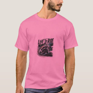 Live to Ride Biker T-Shirt Motorcykel Racing Gra