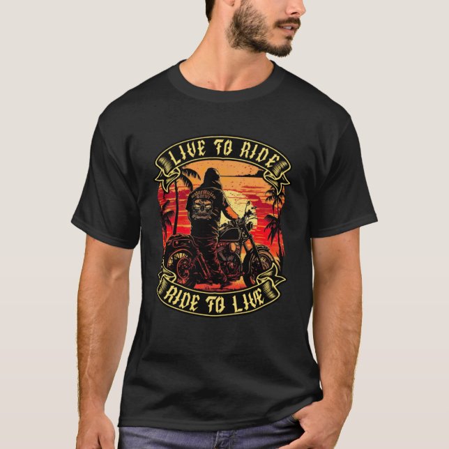 Live To Ride Ride To Live Motorcyclist Biker  1 T Shirt (Framsida)