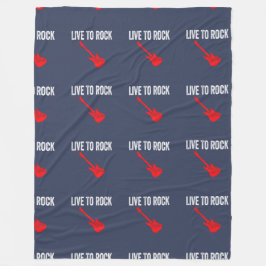 Live To Rock Red Electric Guitar Music Graphic Art Fleecefilt