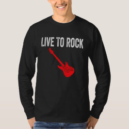 Live To Rock Red Electric Guitar Music Graphic Art T Shirt