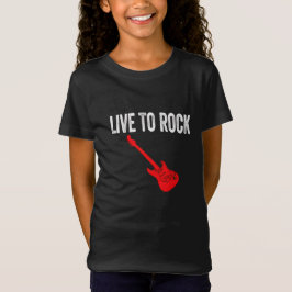 Live To Rock Red Electric Guitar Music Graphic Art T Shirt