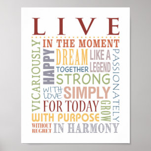 LIVE Typografisk utskrift, Live, Laugh, Kärlek-ser Poster