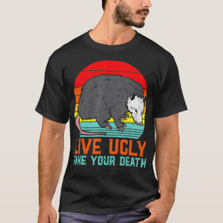 Live Ugly Fake Din död Opossum Retro Possum Opp T Shirt