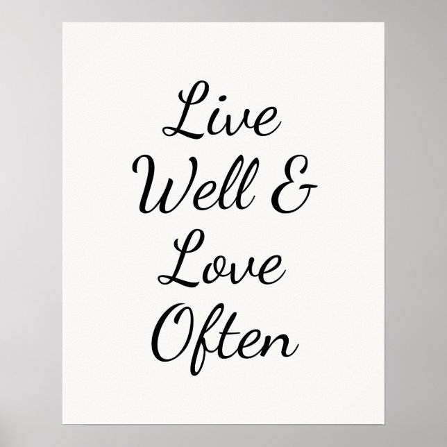 Live Well and Love Often Modern Script Poster (Framsidan)