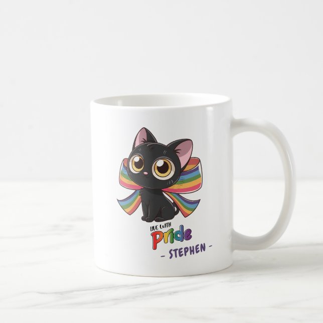 Live with Pride - Rainbow Cat LGBTQ Pride Kaffemugg (Höger)