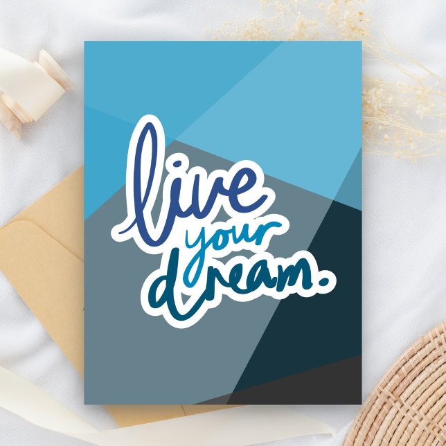 Live Your Dream | Motivering Typografi Vykort (Skapare uppladdad)