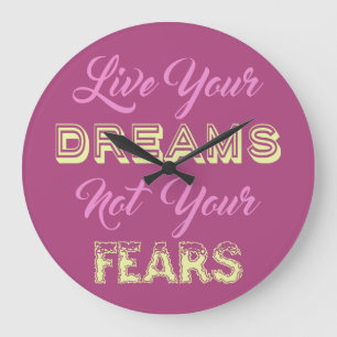 Live Your Dreams anpassningsbar färg-väggur Stor Klocka