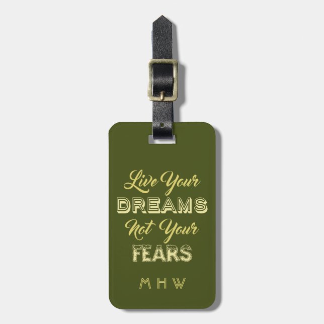 Live Your Dreams anpassningsbar text & färg bagage Bagagebricka (Vertikal Framsida)