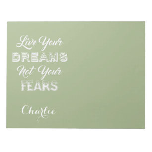 Live Your Dreams egna namn & färg anteckningsblock