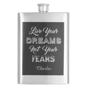 Live Your Dreams egna namn och färg-kolv Fickplunta