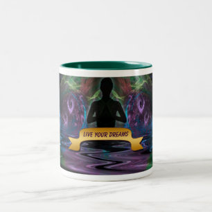 Live Your Dreams Yoga Fractal Art-bekräftelse Mugg