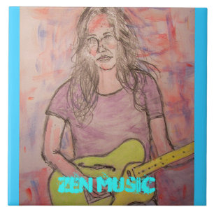 Live Zen Music Girl Sketch Kakelplatta