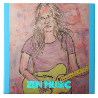 Live Zen Music Girl Sketch Kakelplatta
