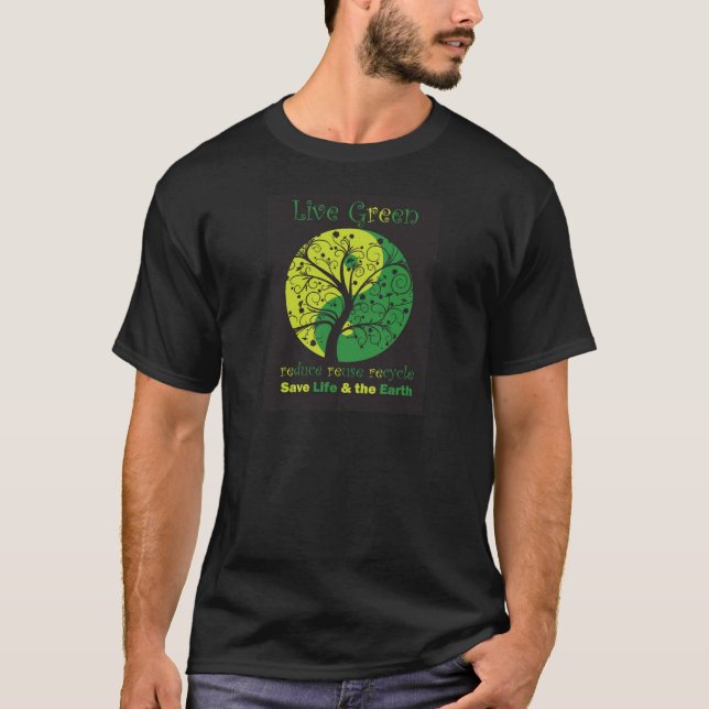 LiveGreen svart som ying yang t1 Tee (Framsida)