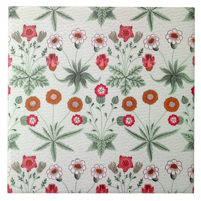 Lively Floral Pattern colorful flowers Kakelplatta (Framsidan)