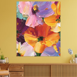Lively impasto blomstermålning canvastryck