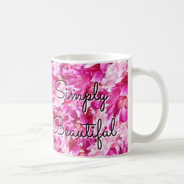 Lively Pink Peony Blommig Klassisk Mugg (Höger)