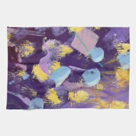 Lively Purple and Yellow, Abstract Art  Kökshandduk