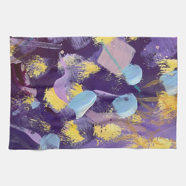 Lively Purple and Yellow, Abstract Art  Kökshandduk (Horisontell)