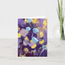 Lively purple, blue, and yellow abstract art anteckningskort