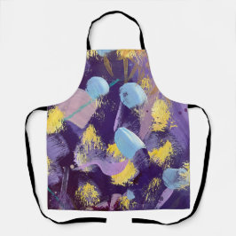 Lively Purple, Yellow, and Blue Abstract Art Apron