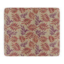 Lively Red and Purple Leaf Motifs on Neutral Beige