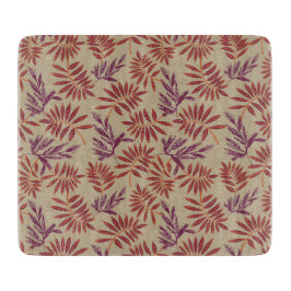 Lively Red and Purple Leaf Motifs on Neutral Beige