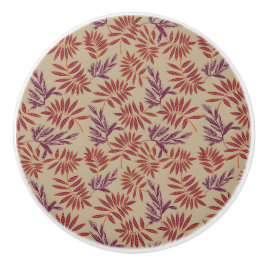 Lively Red and Purple Leaf Motifs on Neutral Beige Knopp