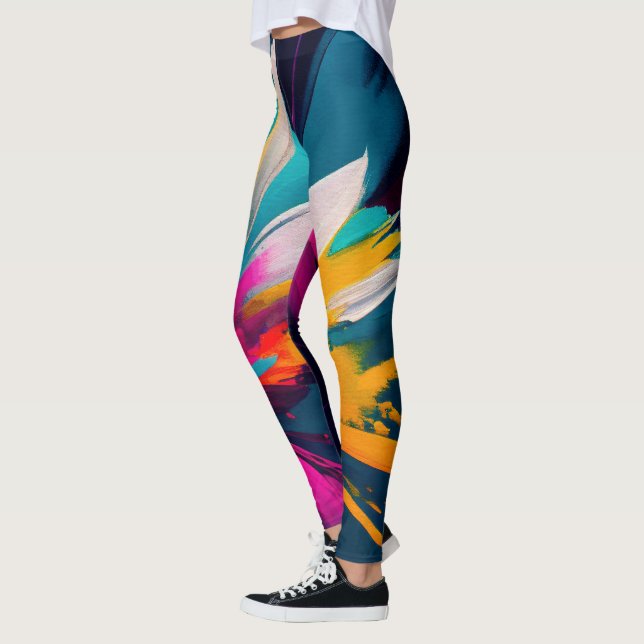 Livelyd Blomning – Explosiv Abstrakt Blommig Energ Leggings (Vänster)