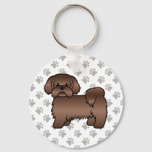 Liver Brown Shih Tzu Cute Tecknad hund Illustratio Nyckelring