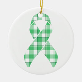 Liver Cancer Awareness Plaid Green Ribbon Survivor Julgransprydnad Keramik