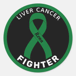 Liver Cancer Fighter Ribbon Black Round Sticker Runt Klistermärke