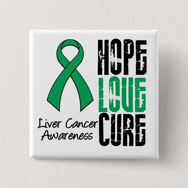 Liver Cancer Hope Kärlek Cure Ribbon Knapp (Framsida)