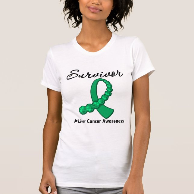 Liver Cancer Survivor Gemstone Ribbon T Shirt (Framsida)