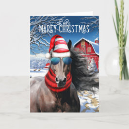 Liver Chestnut Horse Funny MAREy God jul Helgkort