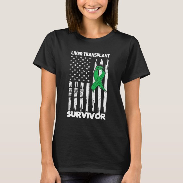 Liver Transplant Surgery US Flag Liver Transplant  T Shirt (Framsida)