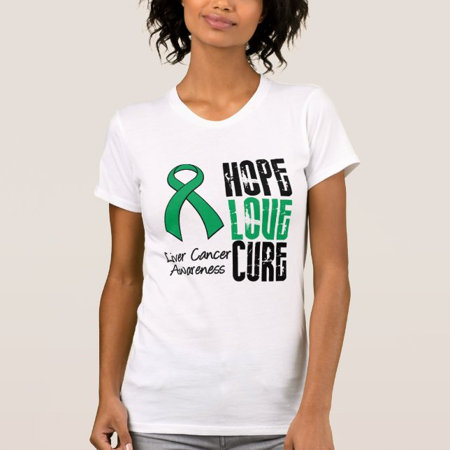 Livercancer Cancer Hope Kärlek Cure Ribbon T-shirt (Framsida)