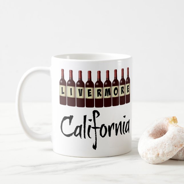 Livermore California Red Wine Bottles Tasting Fun Kaffemugg (Med munk)