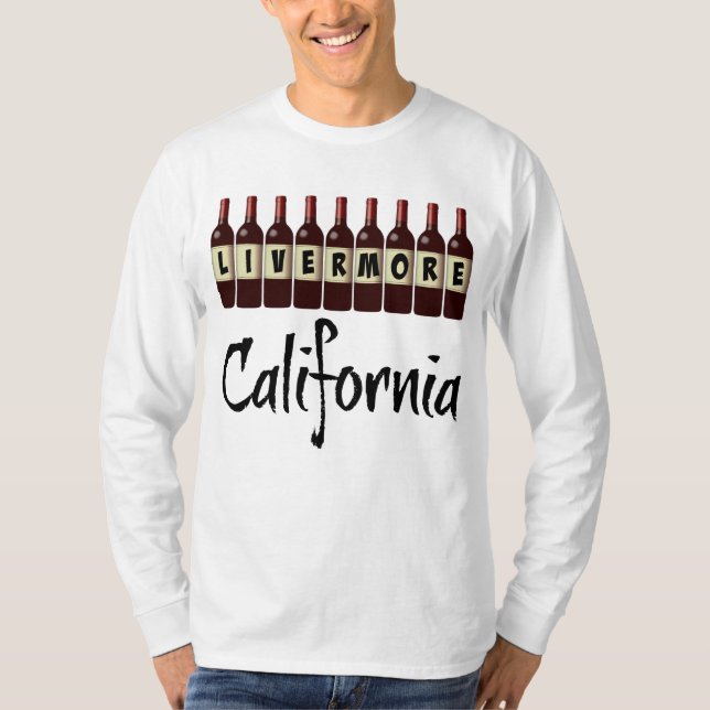 Livermore California Röda Vinflaskor Smakprovssnöj T Shirt (Framsida)