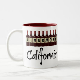 Livermore California Röda Vinflaskor Smakprovssyss Två-Tonad Mugg
